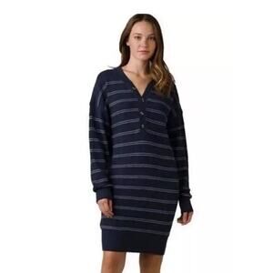 NWT Prana Sz M Milani Blue Waffle Knit Henley LS Standard Fit Sweater Dress